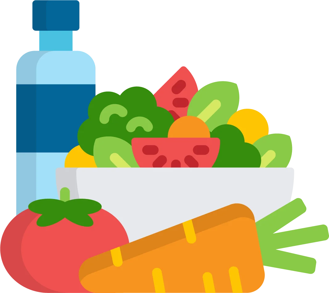 Nutritious Ingredients Clipart: Fresh Produce and Hydration Essentials
