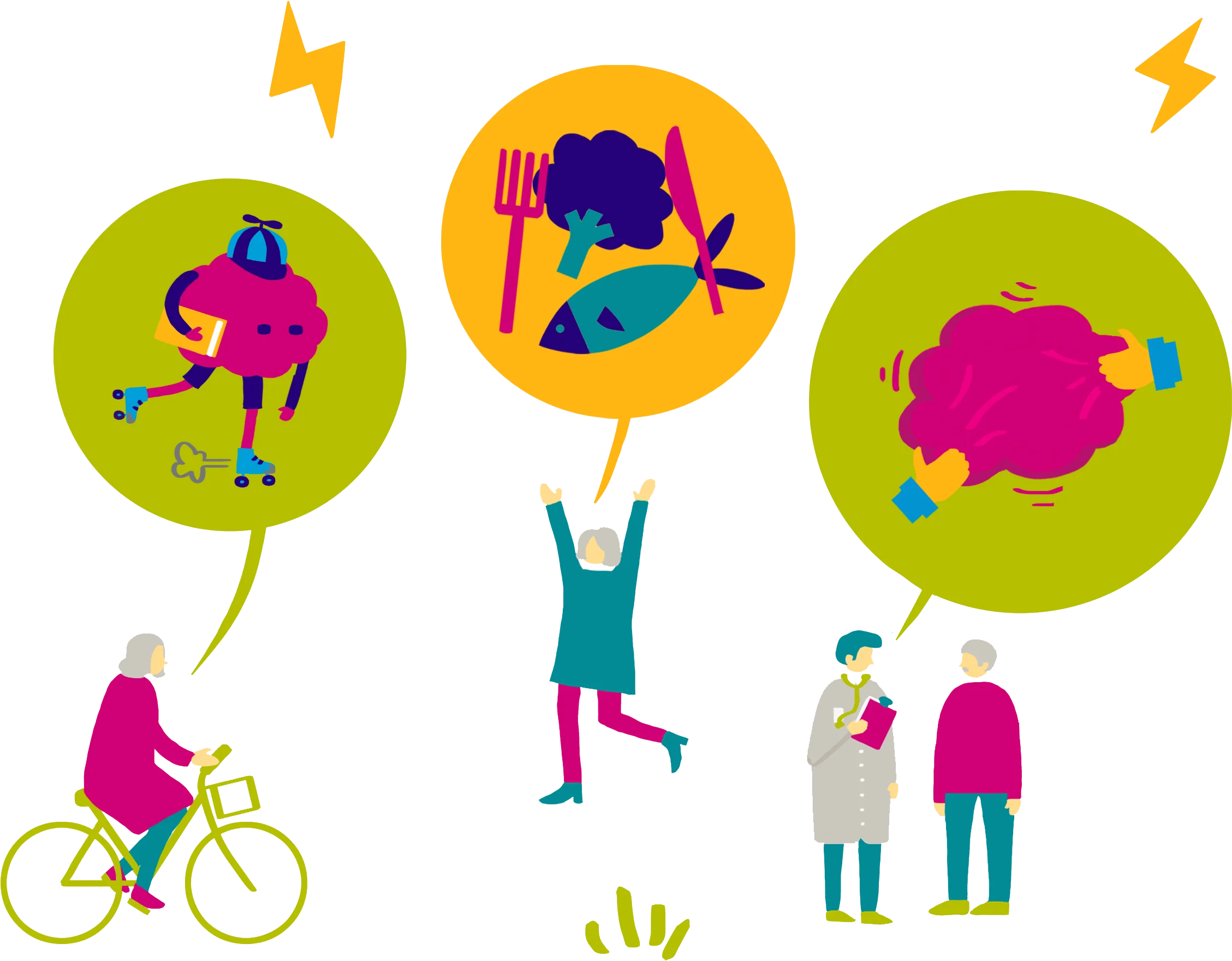 Active Lifestyle and Wellness: Playful Health-Focused Clipart Collection