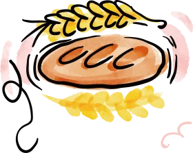 Artisan Wheat Bread Clipart: Golden Ears Framing Rustic Loaf Design