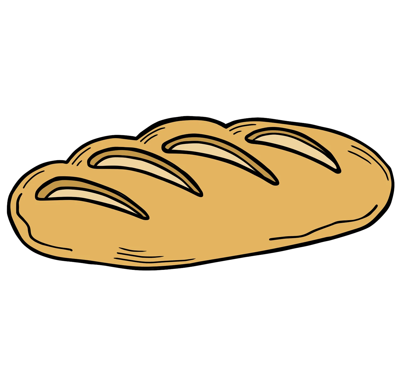 Classic Golden Crusty Bread Loaf Clipart Illustration of Homemade Bakery Goodness