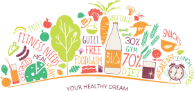 Colorful Healthy Lifestyle and Nutrition Wellness Clipart Illustration