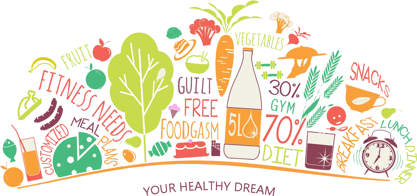 Colorful Healthy Lifestyle and Nutrition Wellness Clipart Illustration