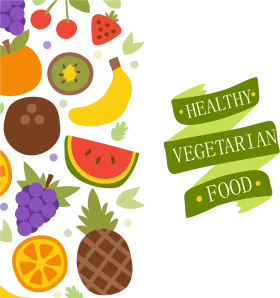 Colorful Healthy Vegetarian Clipart Showcasing Fresh Fruits and Wellness Lifestyle