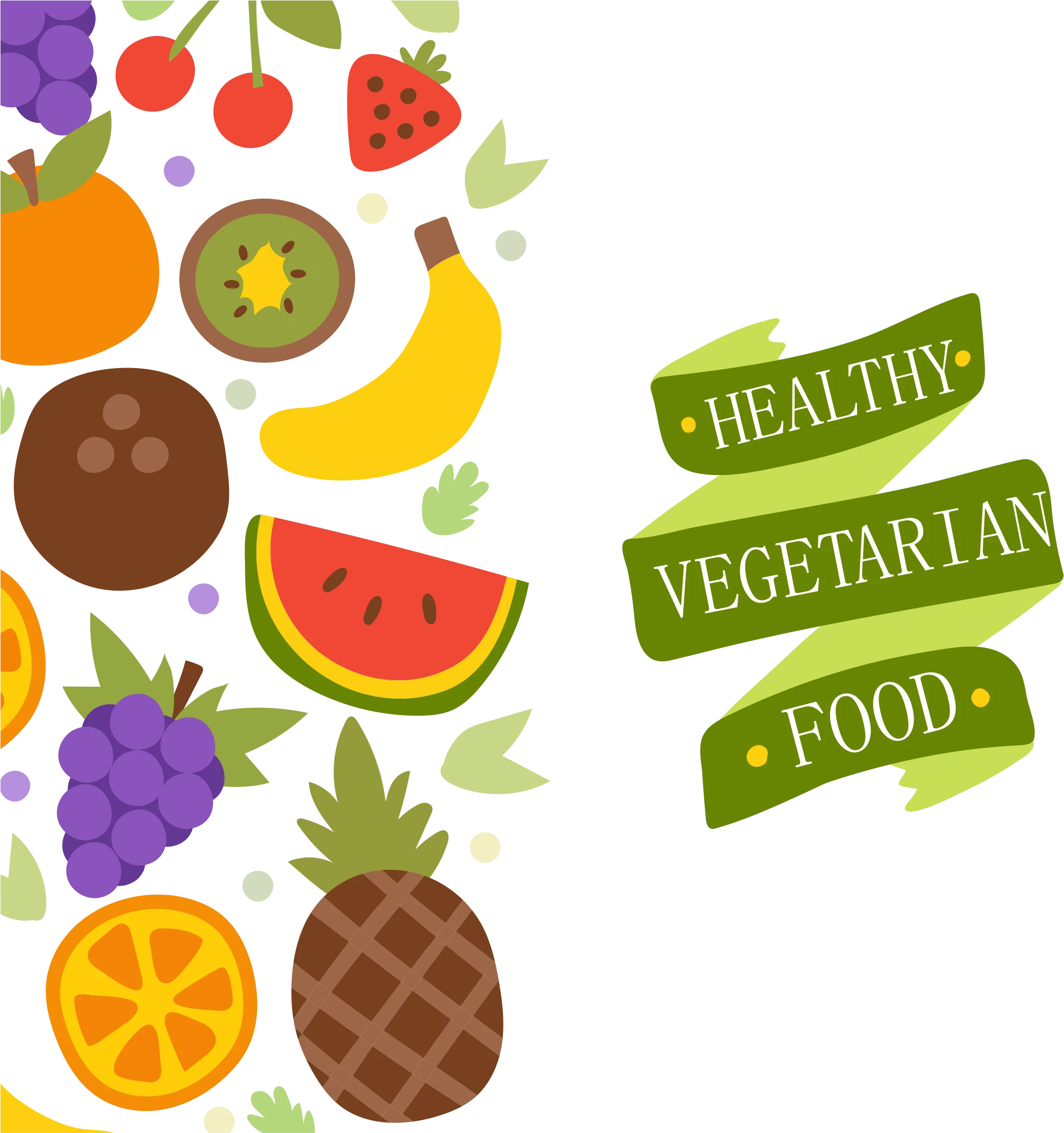 Colorful Healthy Vegetarian Clipart Showcasing Fresh Fruits and Wellness Lifestyle