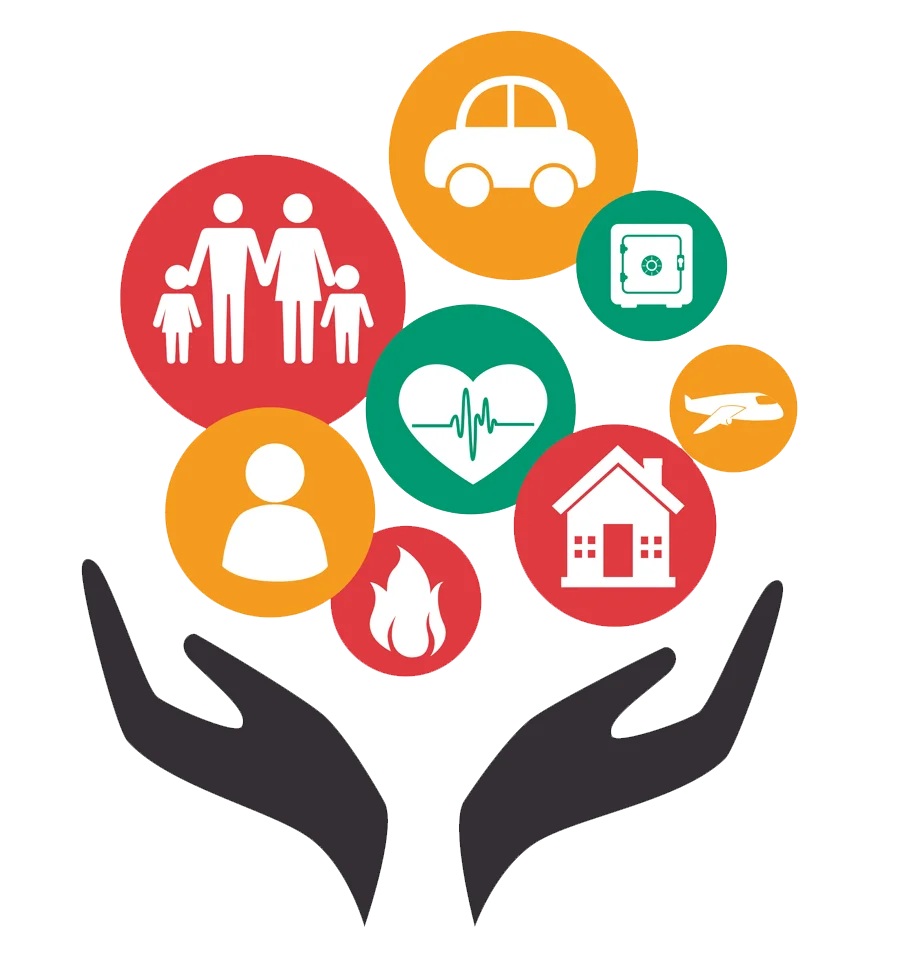 Comprehensive Life Protection and Wellness Multicolor Clipart Illustration