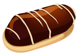 Decadent Chocolate-Glazed Long Bread Clipart with Elegant Drizzle Design