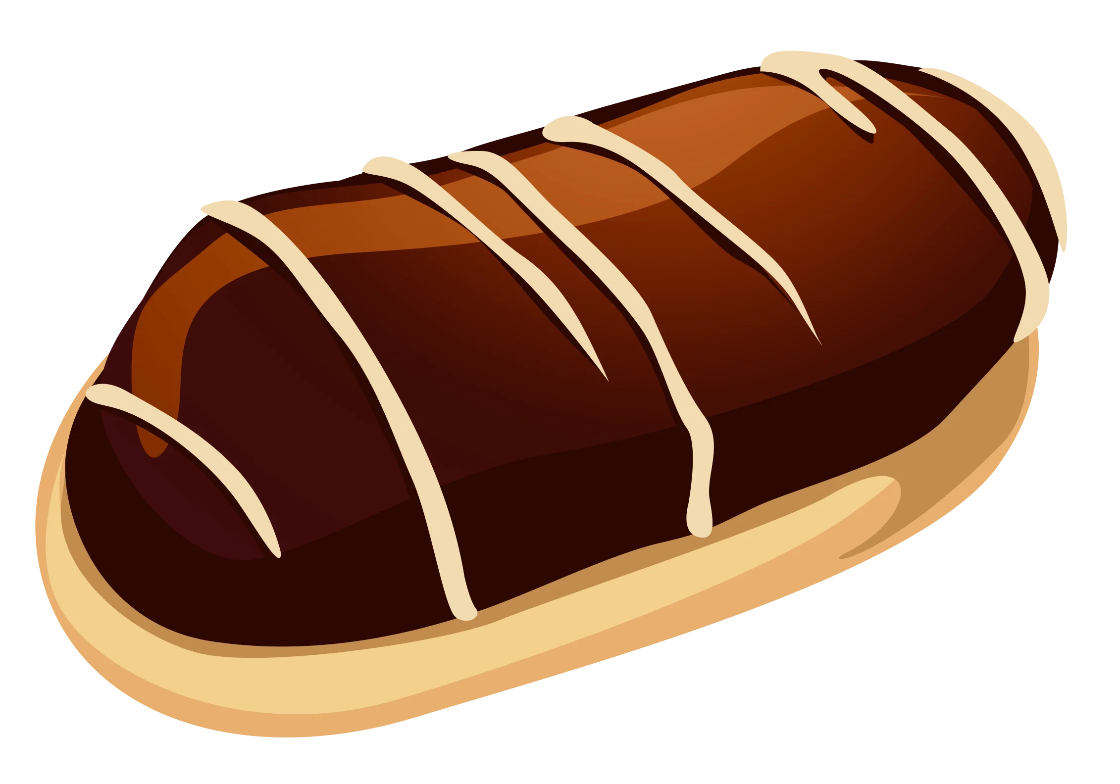 Decadent Chocolate-Glazed Long Bread Clipart with Elegant Drizzle Design