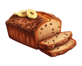 Delectable Banana Bread Clipart with Golden Slices and Warm Bakery Charm