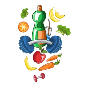 Fitness and Nutrition Wellness Clipart: Balanced Lifestyle Illustration Design