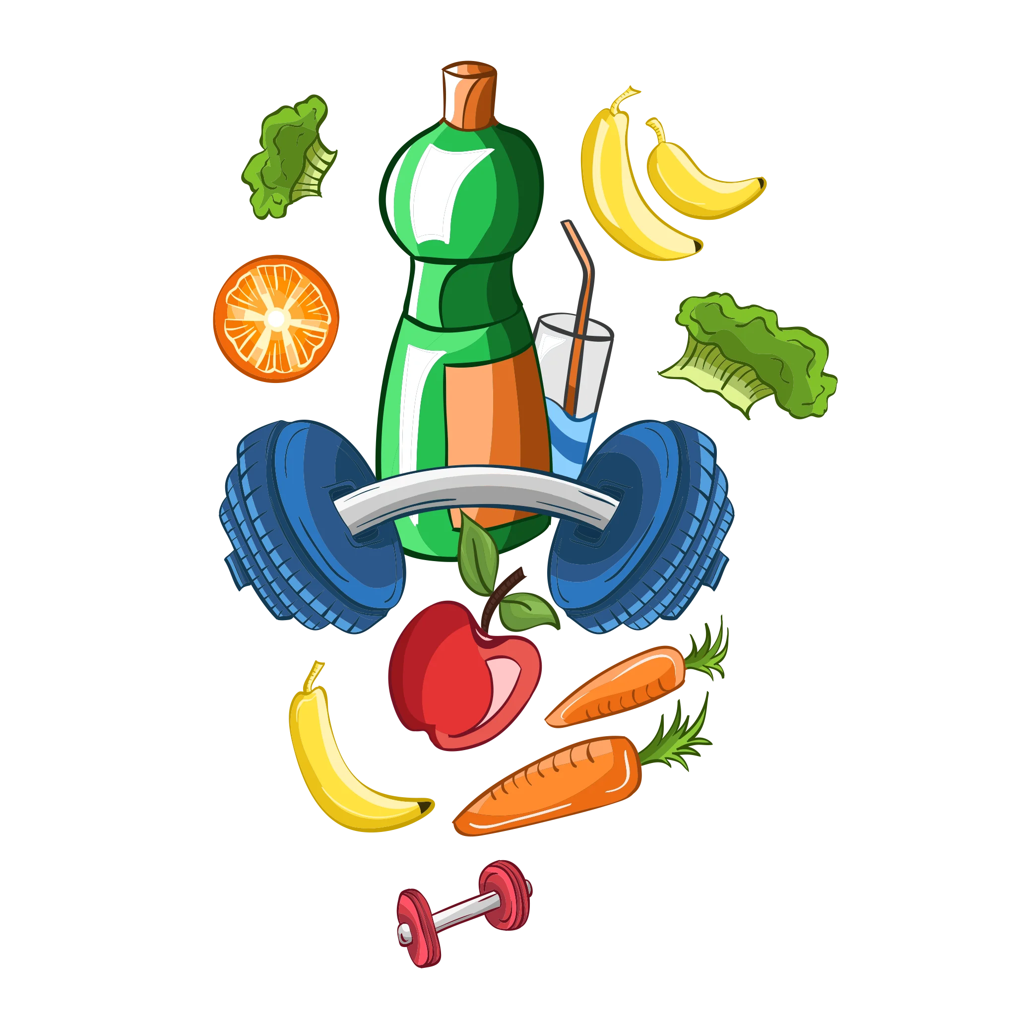 Fitness and Nutrition Wellness Clipart: Balanced Lifestyle Illustration Design