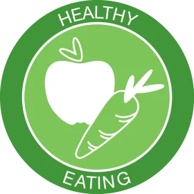 Fresh and Nutritious Healthy Eating Clipart with Apple and Carrot Icon