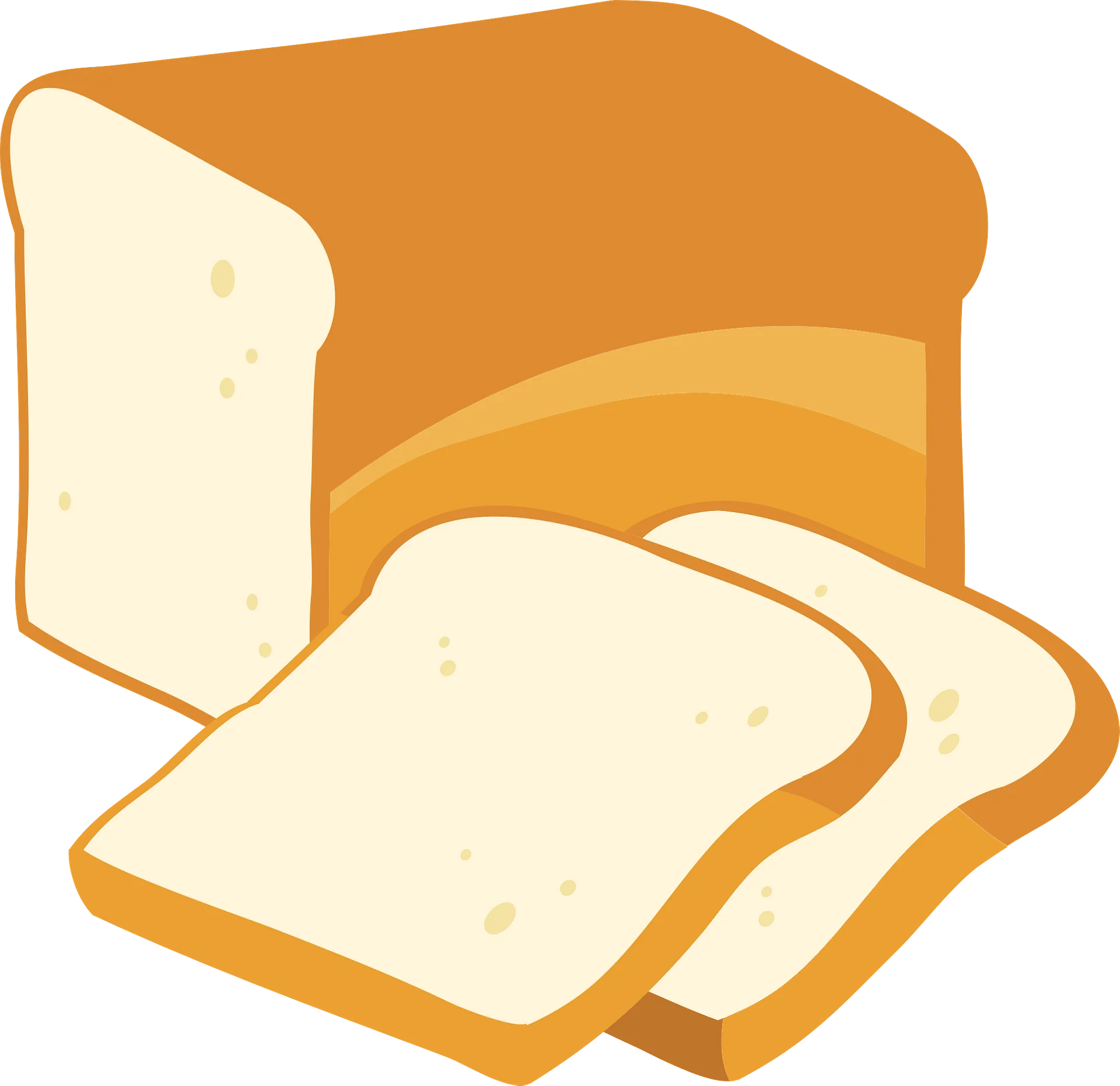Freshly Baked Golden White Bread Loaf and Slices Cartoon Clipart Design