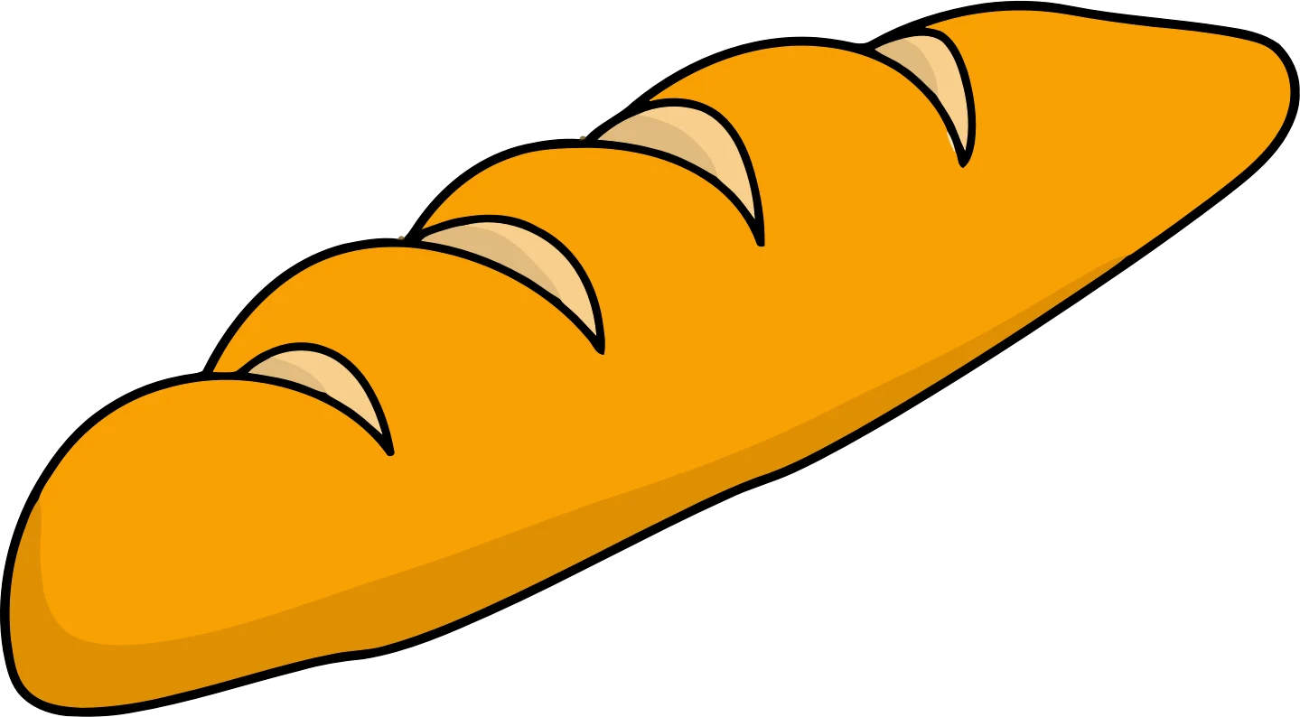 Golden French Baguette Clipart: Freshly Baked Artisan Bread Illustration