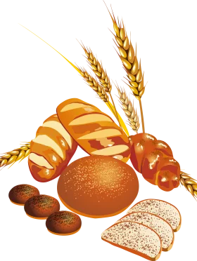 Golden Wheat and Freshly Baked Bread Clipart: A Rustic Culinary Illustration