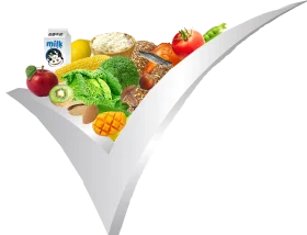 Nutritious Food Ingredients Flying in Balanced Diet Healthy Eating Clipart Design