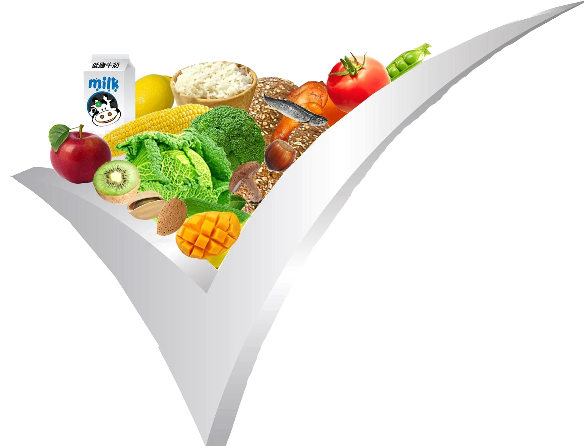 Nutritious Food Ingredients Flying in Balanced Diet Healthy Eating Clipart Design