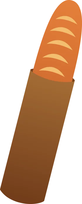 Rustic French Baguette Clipart with Warm Orange and Brown Color Palette