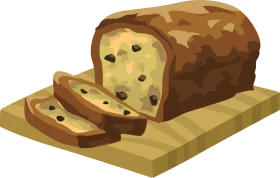Rustic Raisin Bread Clipart Illustration: Freshly Sliced Golden Loaf