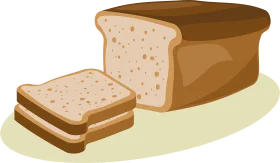 Rustic Whole Wheat Bread Loaf and Slices Minimalist Bread Clipart Illustration