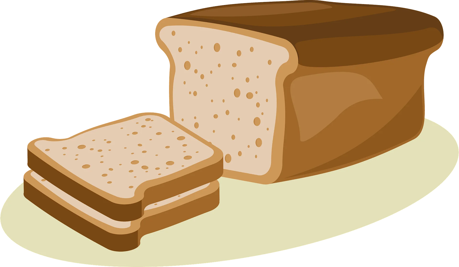 Rustic Whole Wheat Bread Loaf and Slices Minimalist Bread Clipart Illustration