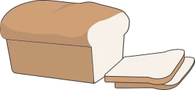 Soft White and Golden Brown Bread Loaf Clipart Illustration with Slice