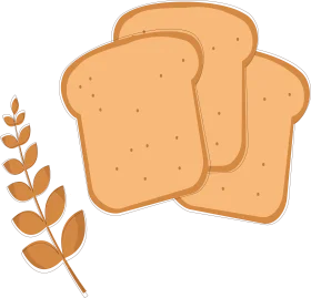 Warm Golden Toast Slices and Wheat Stalk Rustic Bread Clipart Illustration