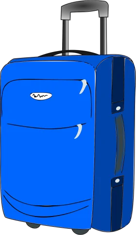 Blue Lightweight Expandable Rolling Suitcase Travel Clipart Illustration
