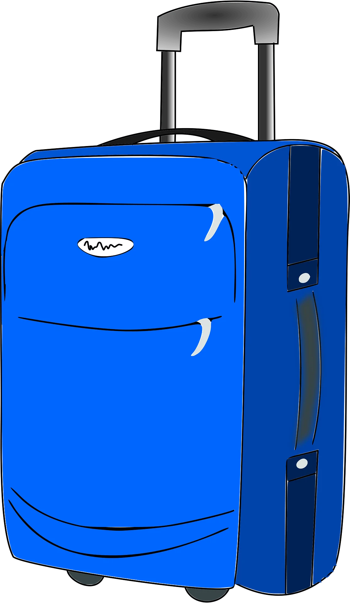 Blue Lightweight Expandable Rolling Suitcase Travel Clipart Illustration