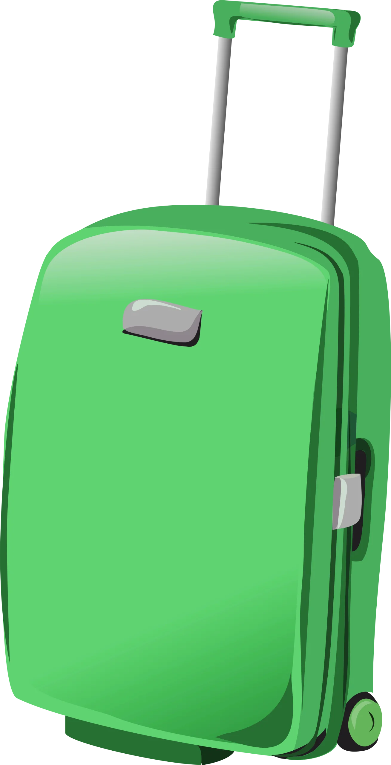 Bright Green Travel Companion Clipart - Wheeled Suitcase Illustration