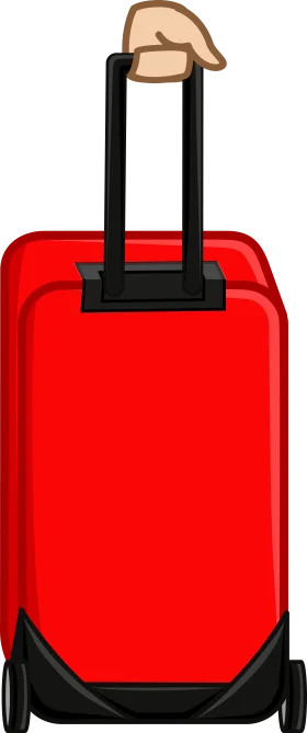 Bright Red Rolling Suitcase Clipart with Extendable Handle for Travel Enthusiasts