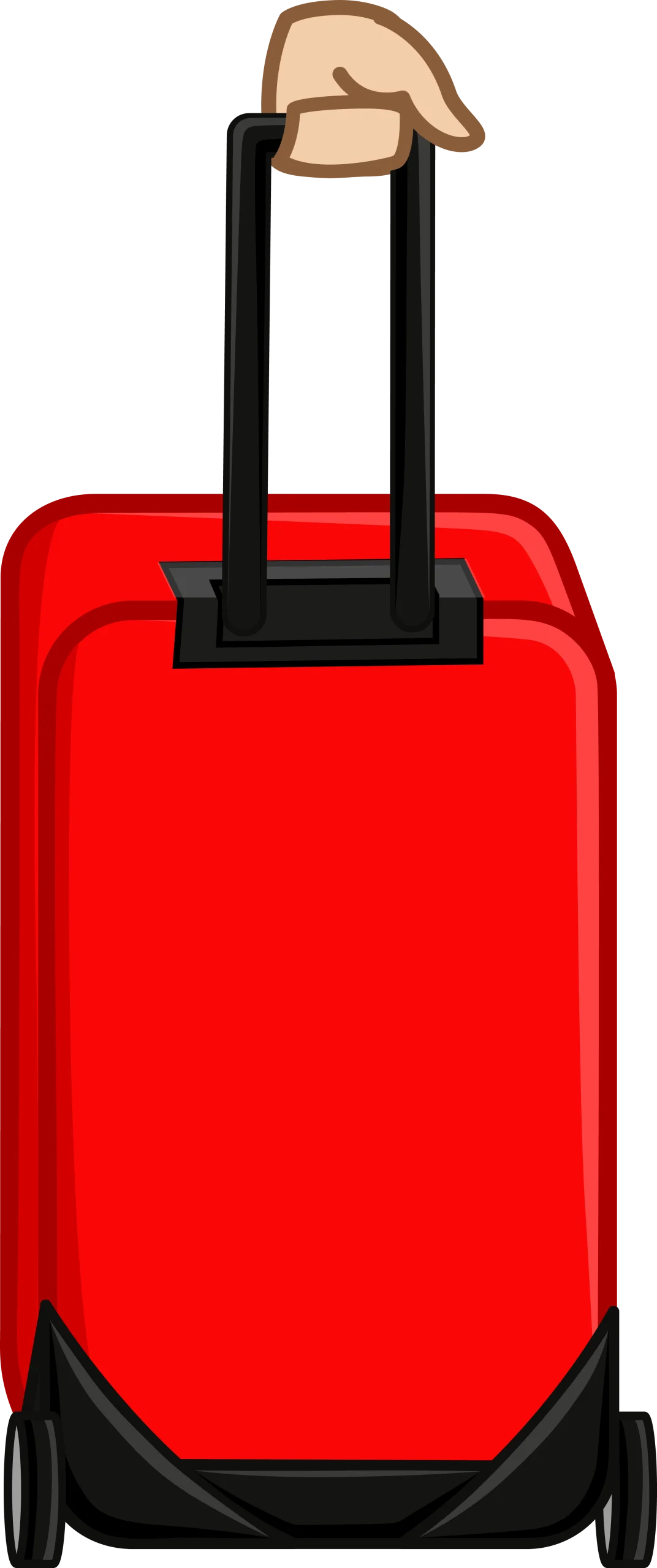 Bright Red Rolling Suitcase Clipart with Extendable Handle for Travel Enthusiasts