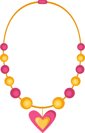 Charming Heart-Shaped Pendant Necklace Jewelry Clipart Design with Colorful Beads