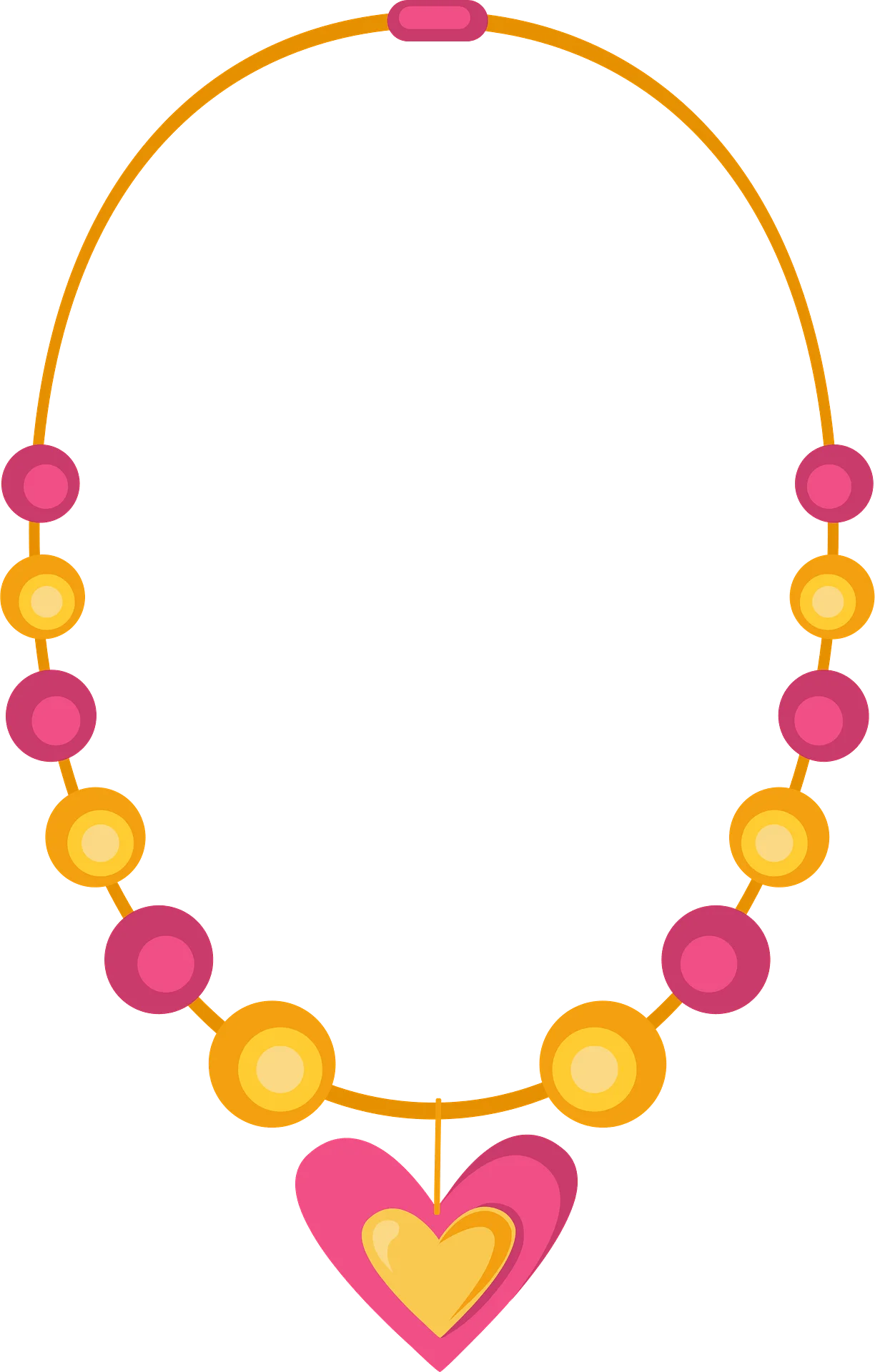 Charming Heart-Shaped Pendant Necklace Jewelry Clipart Design with Colorful Beads