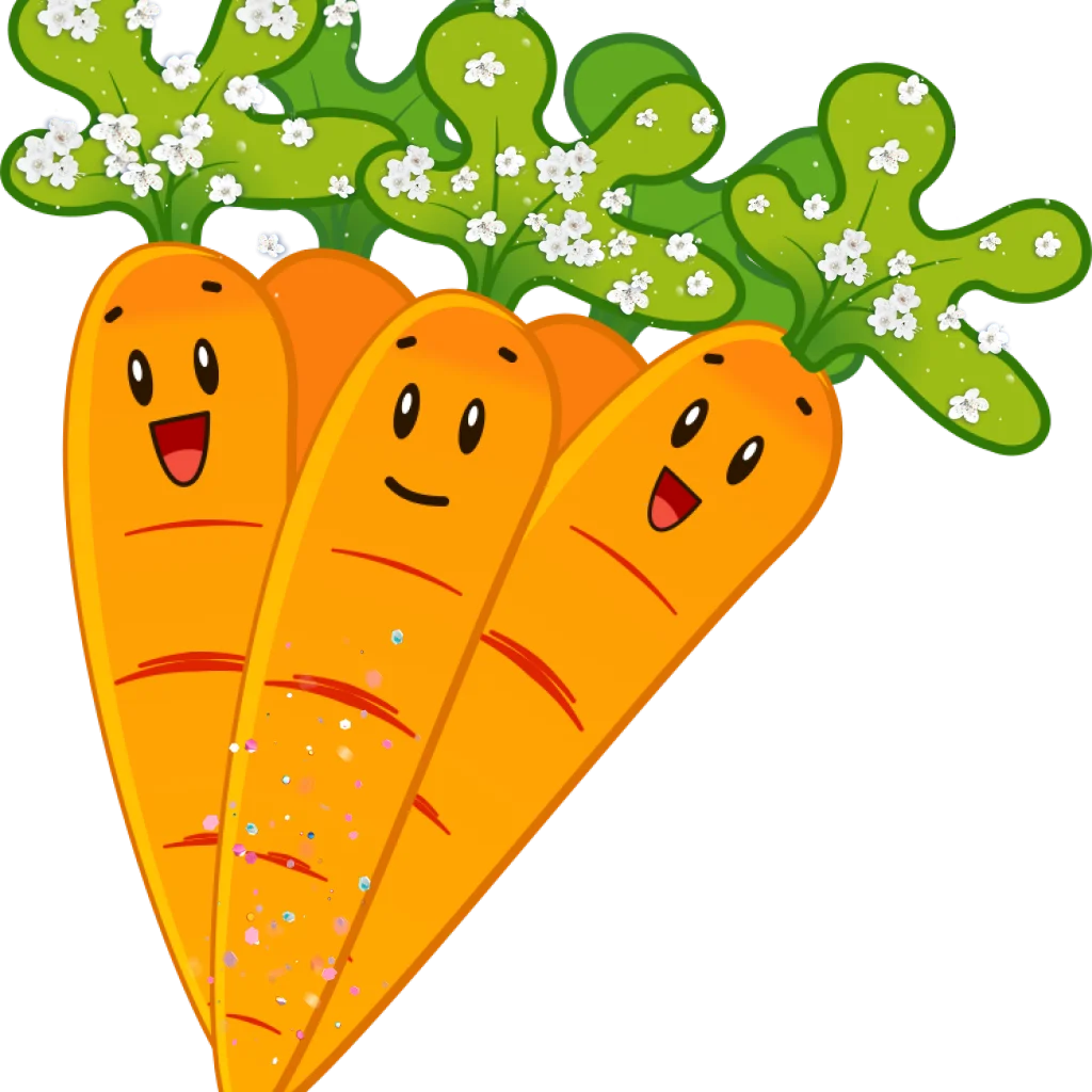 Cheerful Orange Cartoon Carrots with Leafy Green Tops Adorable Clipart Design