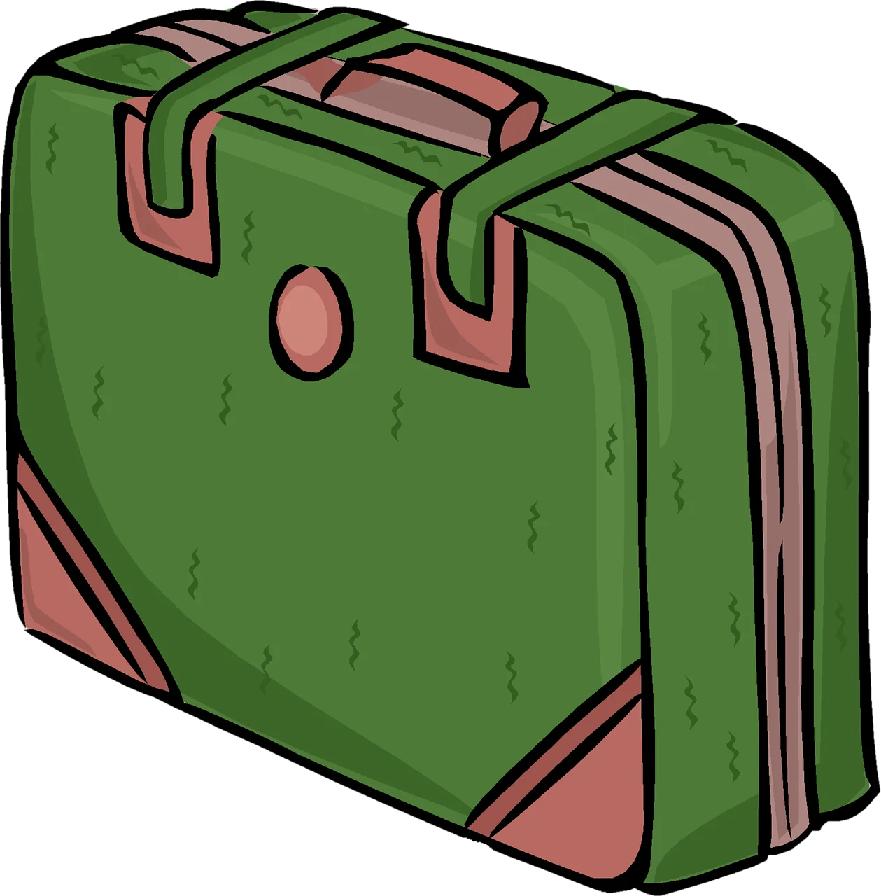 Classic Forest Green Vintage Suitcase Clipart with Leather Corner Accents