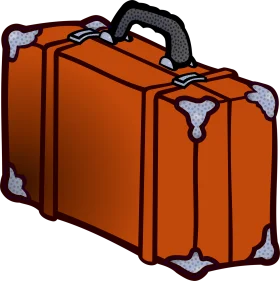 Classic Orange Travel Suitcase Vintage Retro Style Luggage Clipart Design