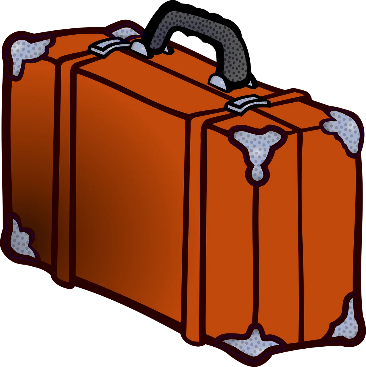 Classic Orange Travel Suitcase Vintage Retro Style Luggage Clipart Design