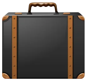 Classic Vintage Leather-Trimmed Black Travel Suitcase Clipart Design