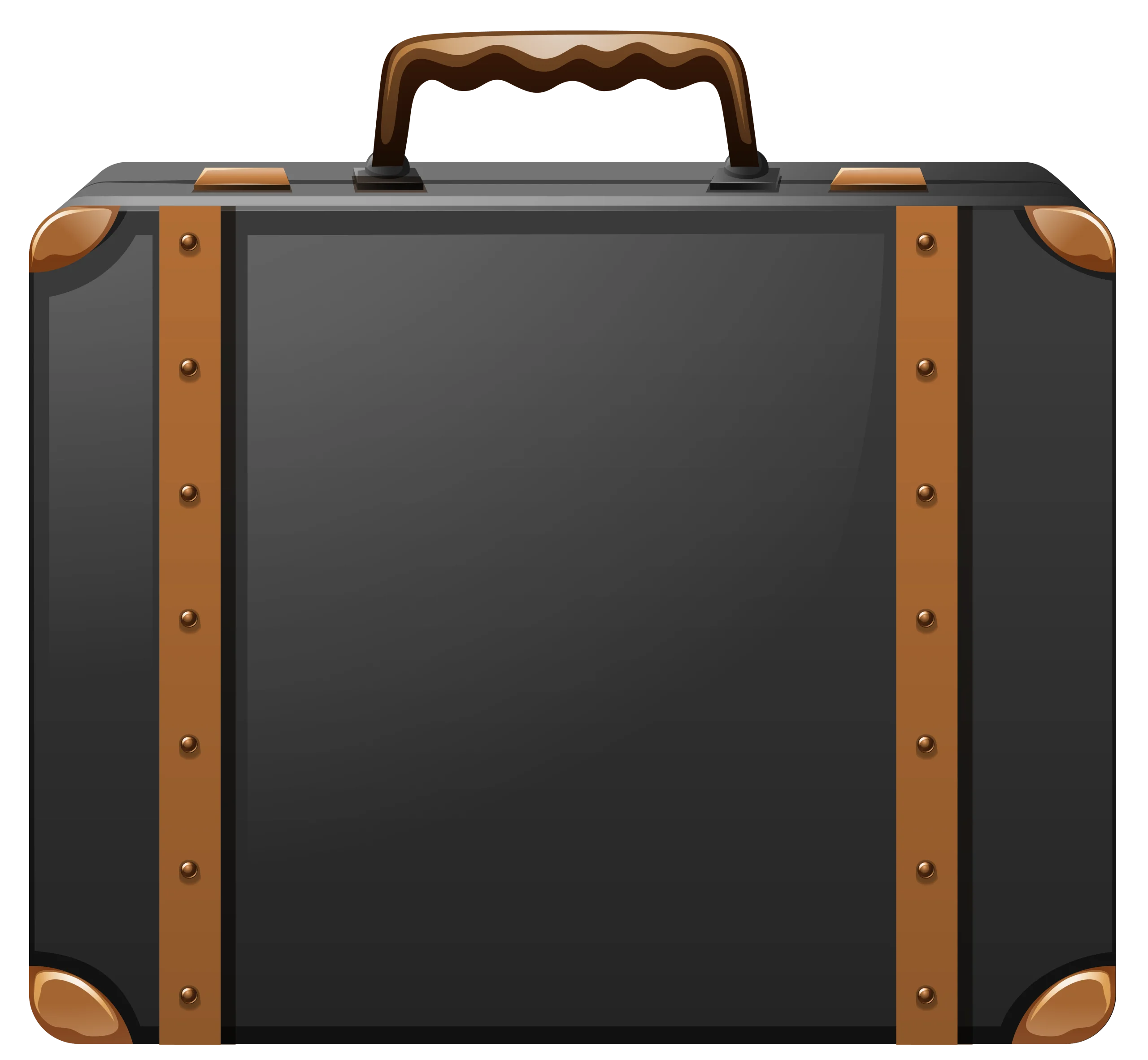 Classic Vintage Leather-Trimmed Black Travel Suitcase Clipart Design