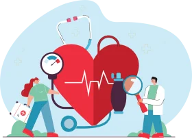Comprehensive Healthcare Illustration: Heart Health Diagnostics Clipart Design