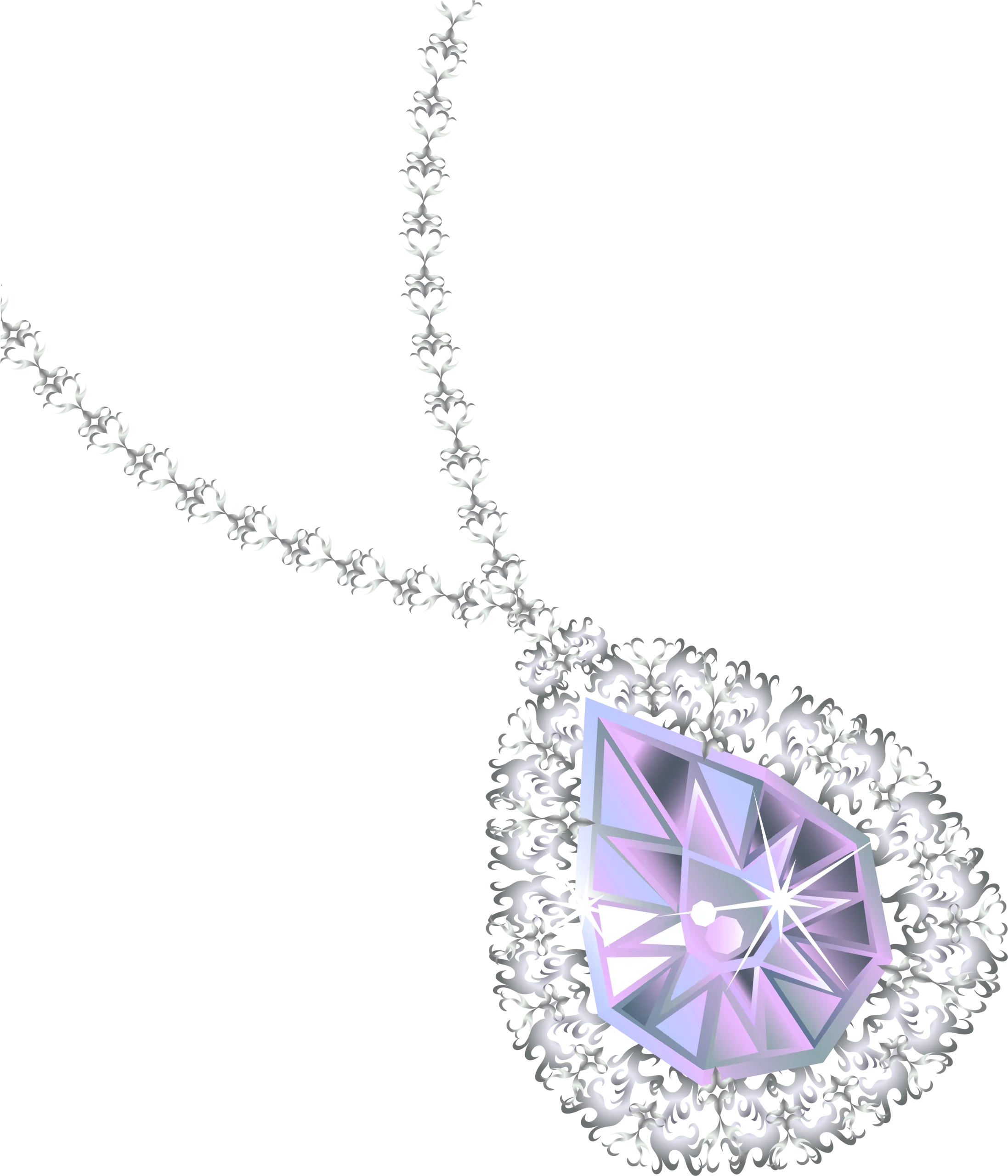 Elegant Diamond and Lavender Gemstone Pendant Clipart with Sparkling Crystal Accent