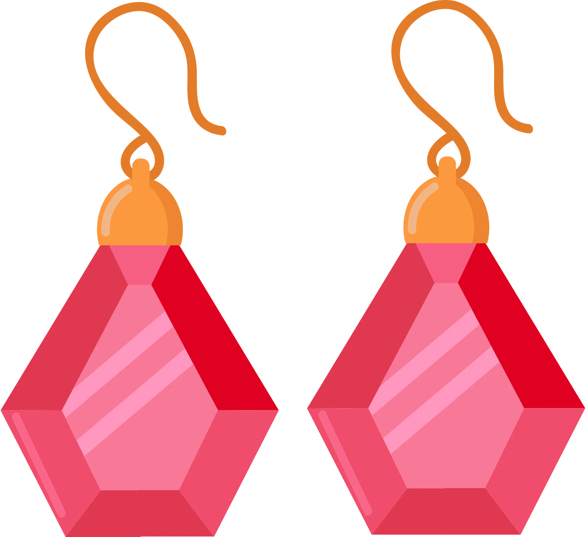 Elegant Geometric Pink Gemstone Earrings Clipart Design