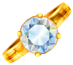 Elegant Gold Ring Clipart with Brilliant Cut Diamond Gemstone Illustration