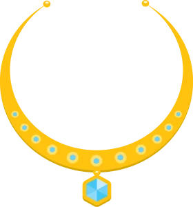 Elegant Golden Crescent Moon Necklace Jewelry Clipart Design with Azure Gemstone