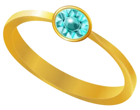 Elegant Golden Ring with Luminous Turquoise Gemstone Clipart Design