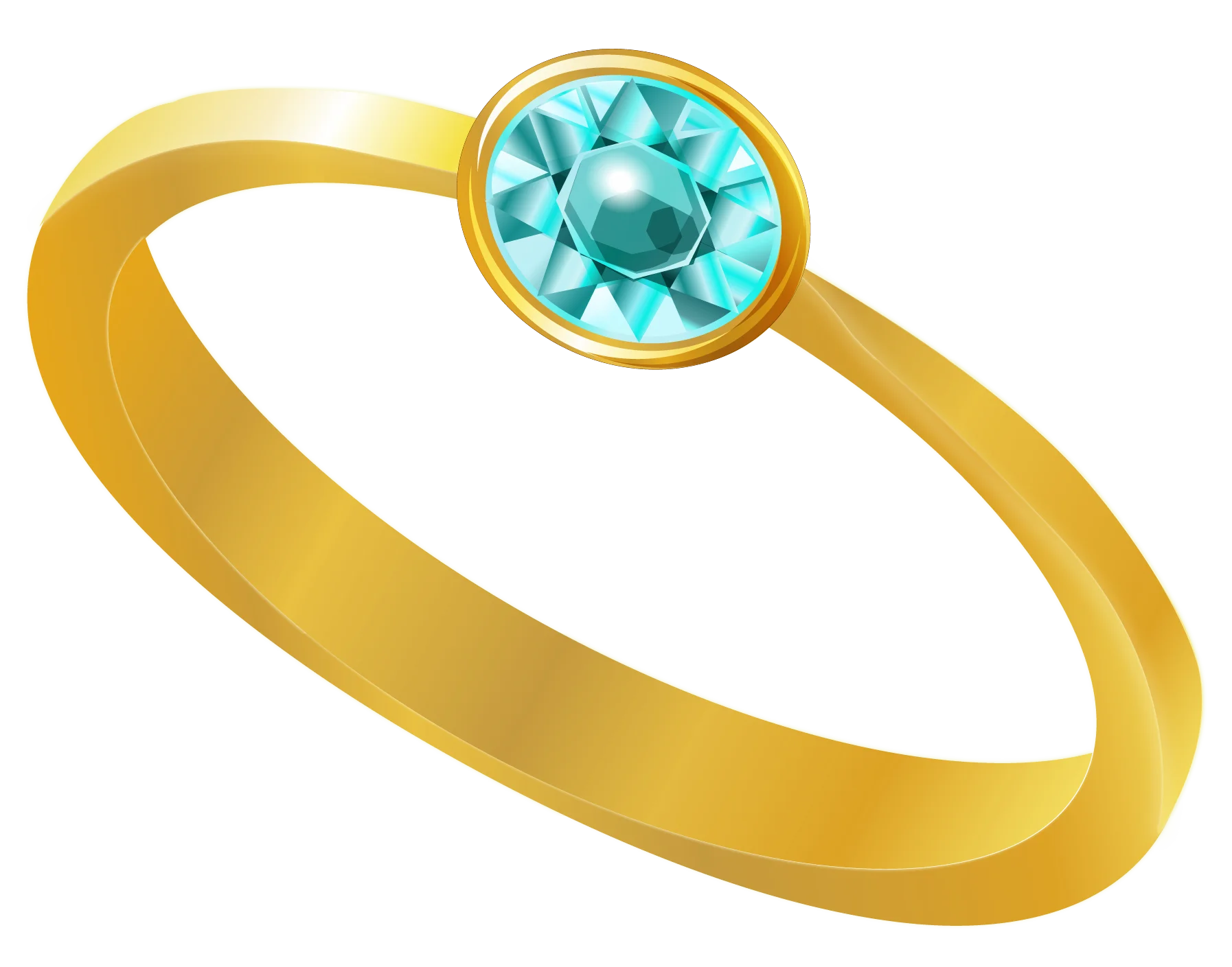 Elegant Golden Ring with Luminous Turquoise Gemstone Clipart Design