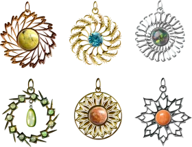 Elegant Mandala-Inspired Pendant Jewelry Clipart Collection with Natural Stone Accents