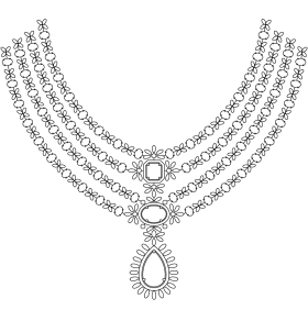 Elegant Multi-Layered Diamond Necklace Jewelry Clipart Design Blueprint