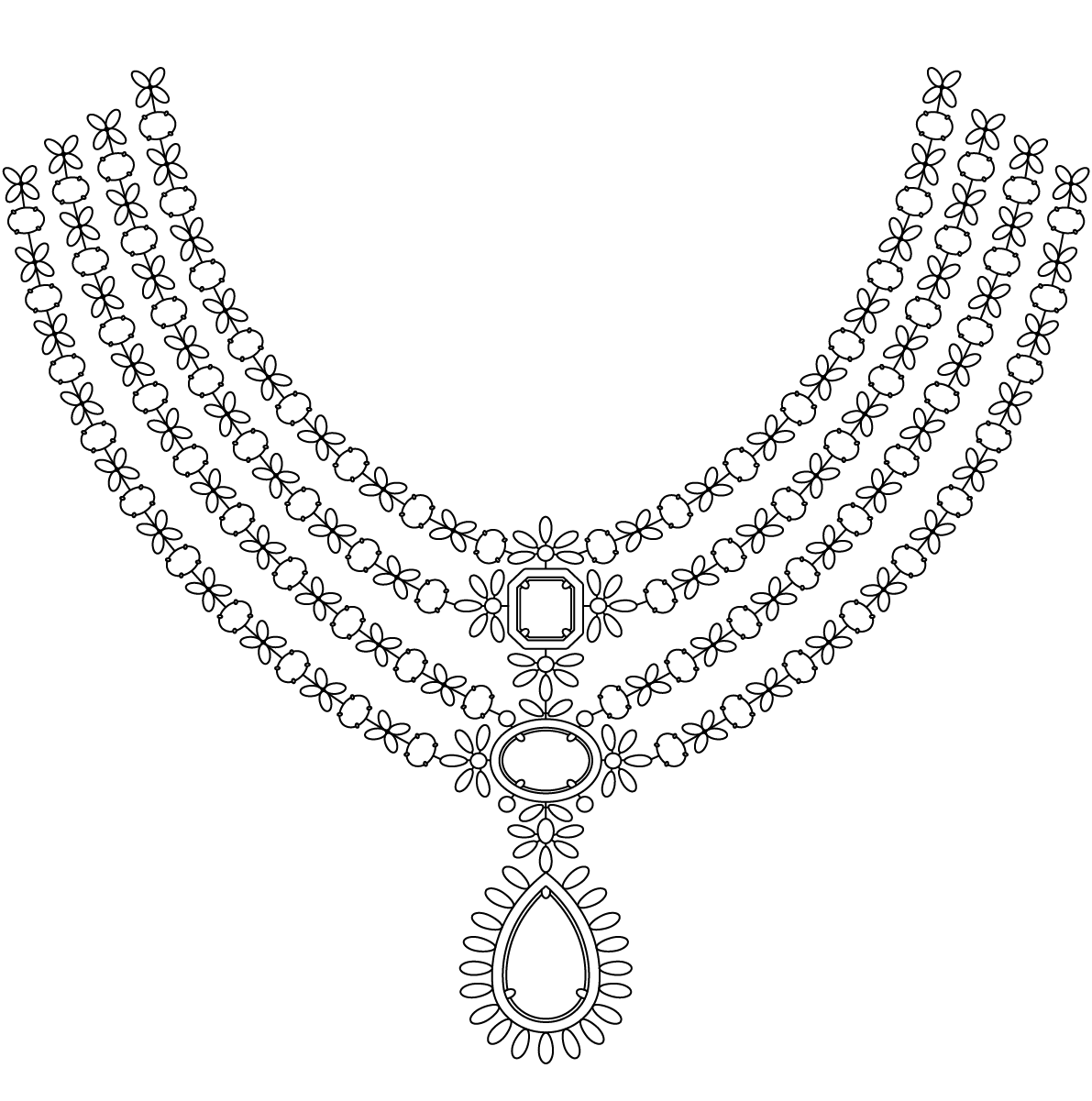 Elegant Multi-Layered Diamond Necklace Jewelry Clipart Design Blueprint