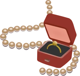 Elegant Pearl Necklace with Luxurious Ring Box Jewelry Clipart Illustration